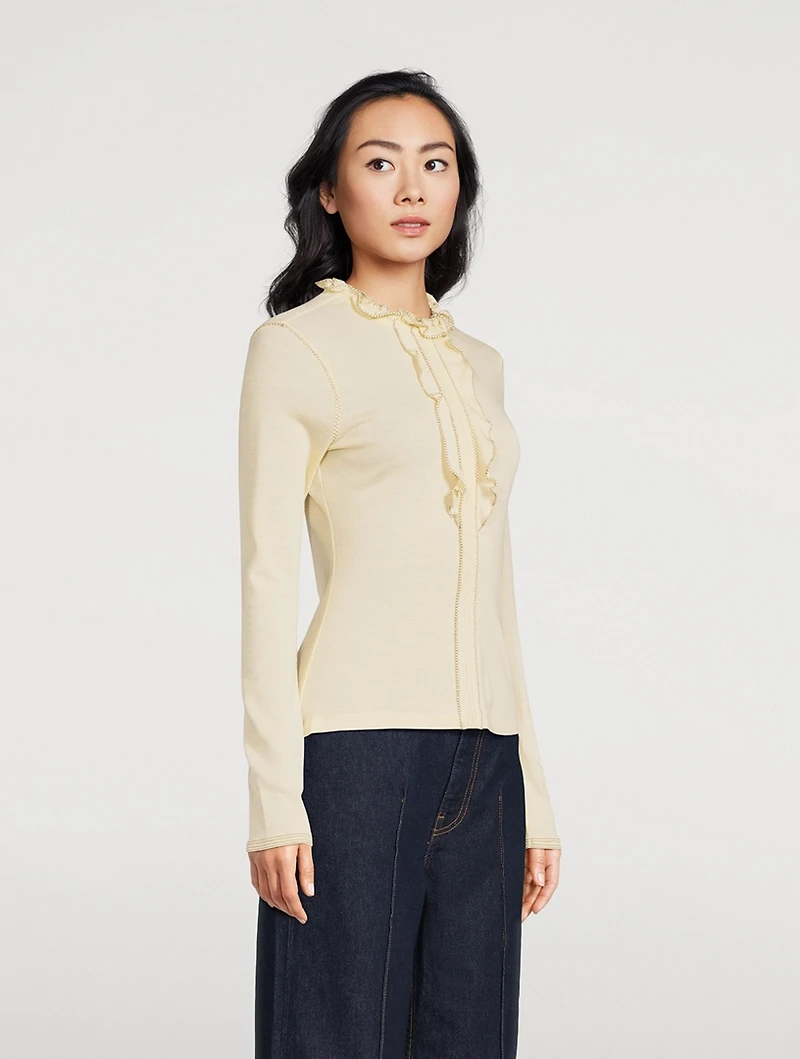 Asha Ruffled Wool Sweater