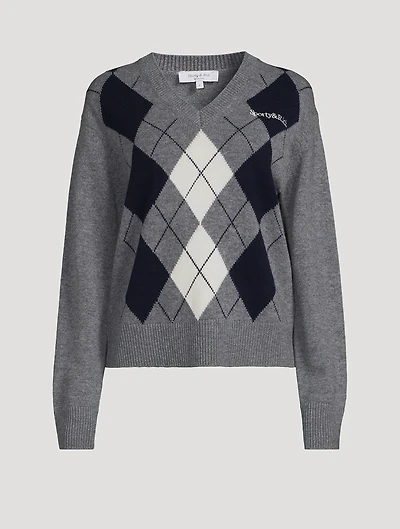 Serif Logo Argyle Wool Sweater