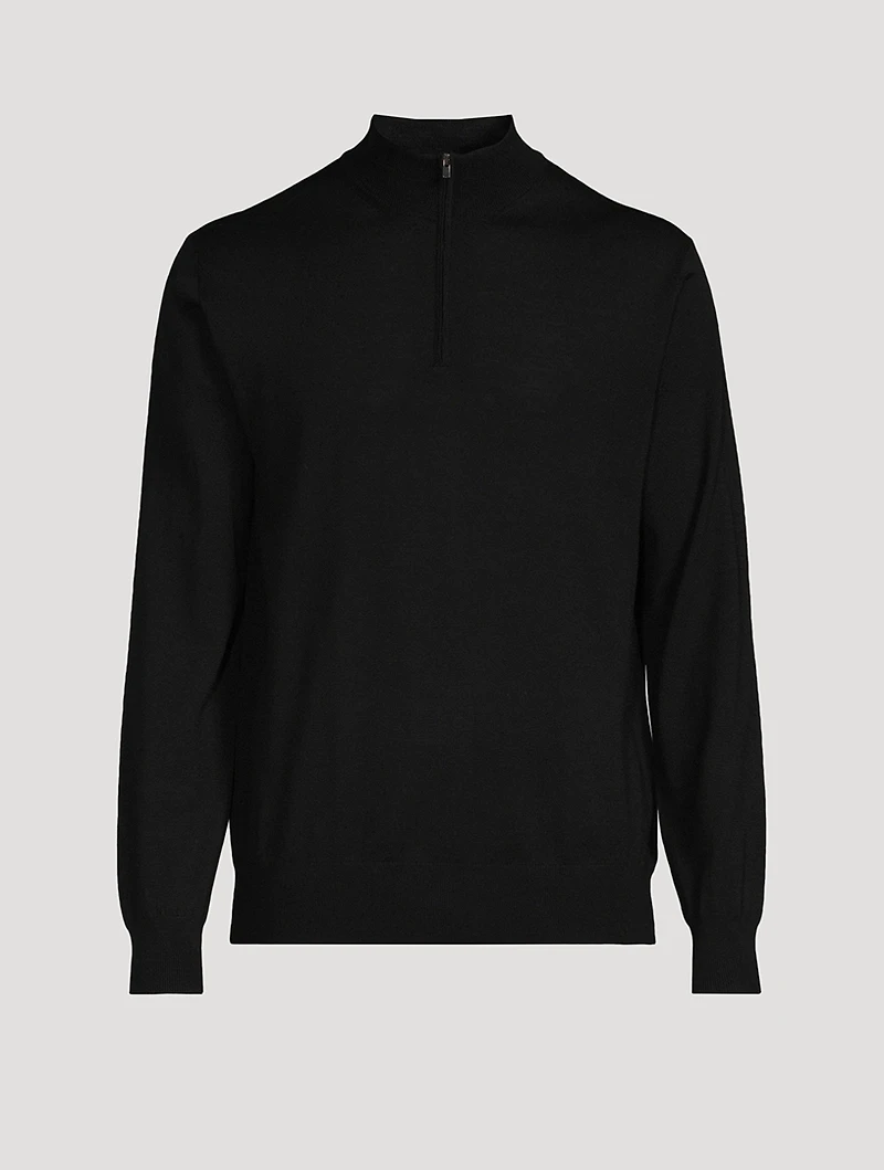 Merino Wool Fine-Knit Quarter-Zip Sweater