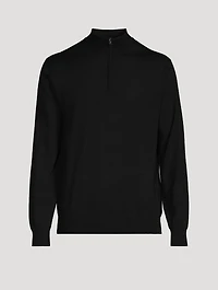 Merino Wool Fine-Knit Quarter-Zip Sweater