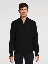 Merino Wool Fine-Knit Quarter-Zip Sweater