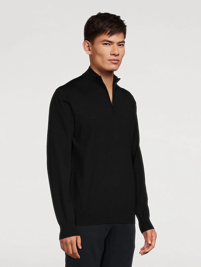 Merino Wool Fine-Knit Quarter-Zip Sweater