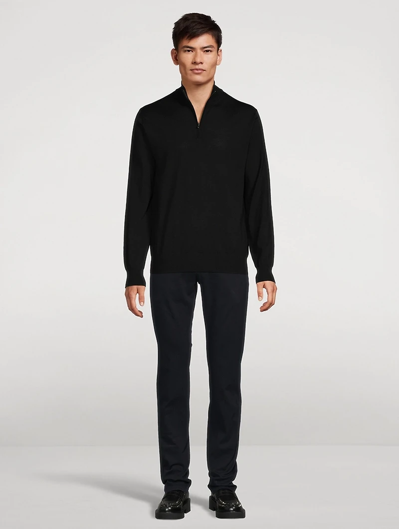 Merino Wool Fine-Knit Quarter-Zip Sweater