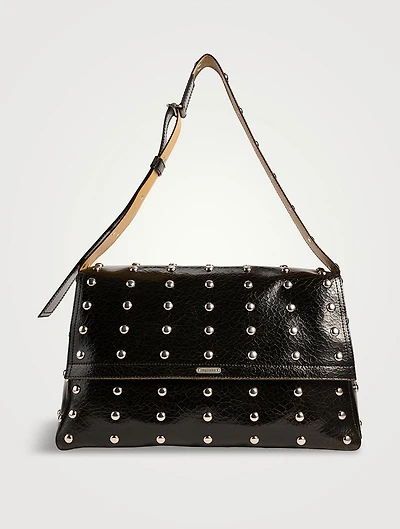 Large Slouch Studded Leather Shoulder Bag