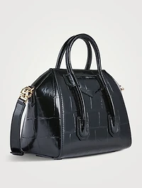 Mini Antigona Lock Croc-Embossed Leather Bag