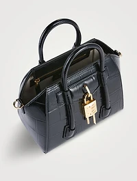 Mini Antigona Lock Croc-Embossed Leather Bag