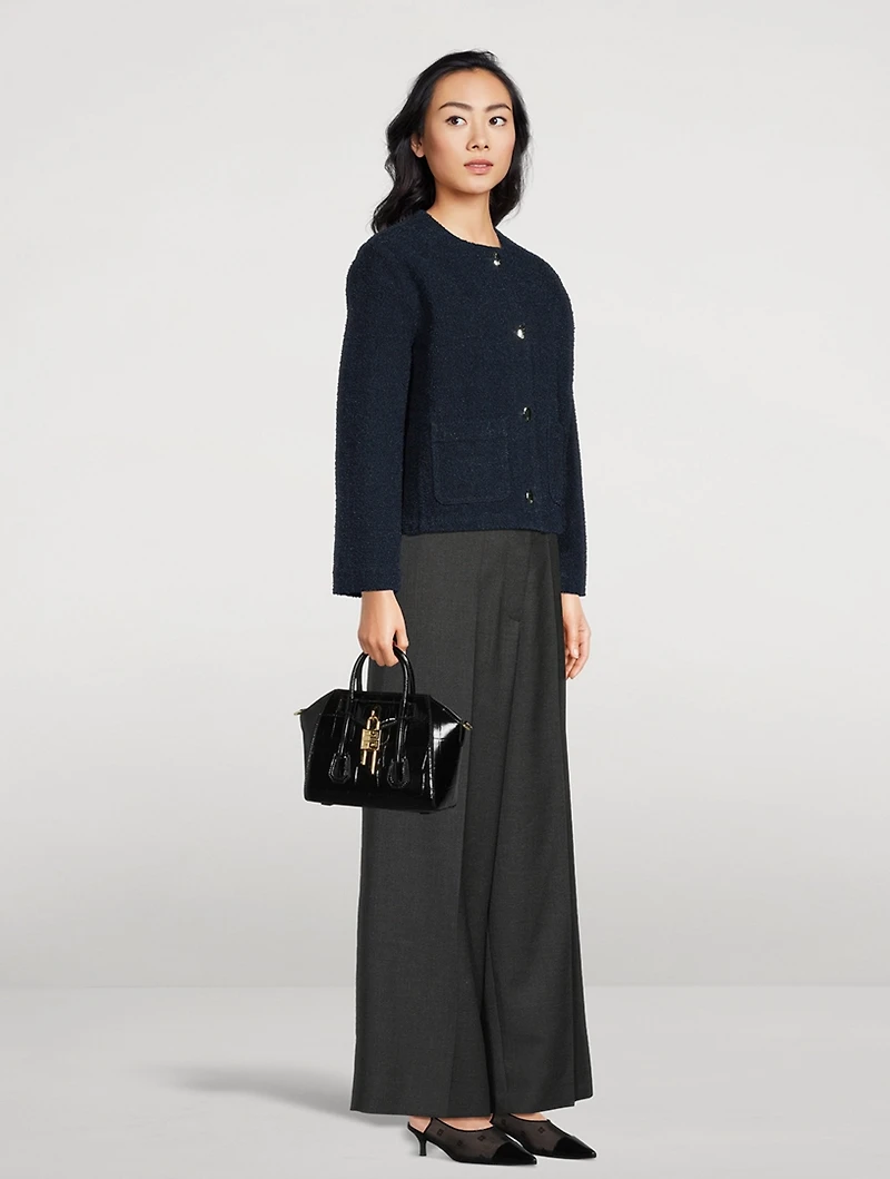 Mini Antigona Lock Croc-Embossed Leather Bag