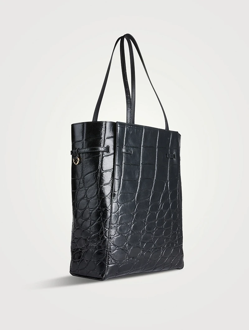 Medium Voyou Croc-Embossed Leather Tote Bag