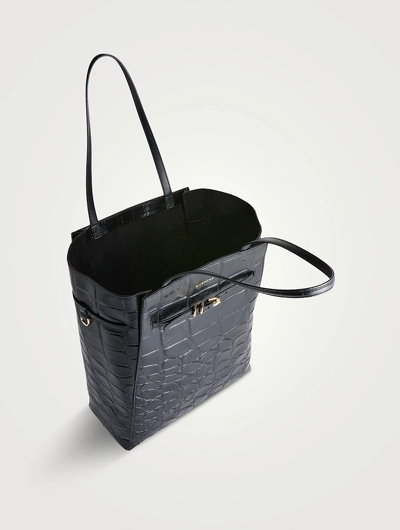 Medium Voyou Croc-Embossed Leather Tote Bag