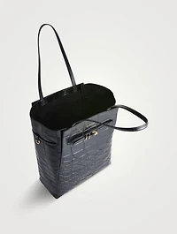 Medium Voyou Croc-Embossed Leather Tote Bag
