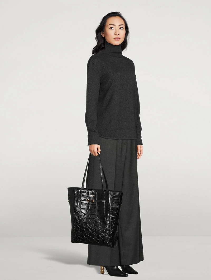 Medium Voyou Croc-Embossed Leather Tote Bag