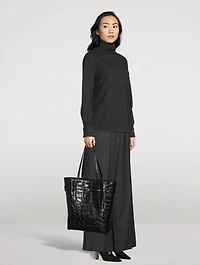 Medium Voyou Croc-Embossed Leather Tote Bag