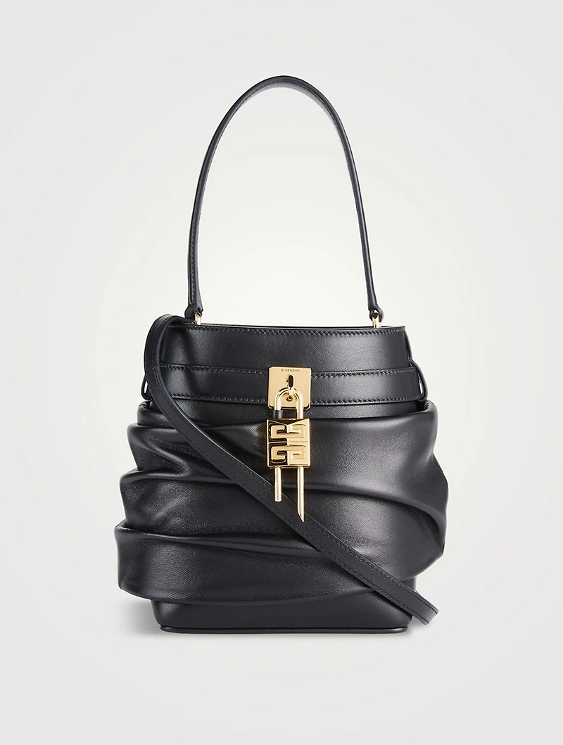 Shark Lock Slouchy Leather Bucket Bag