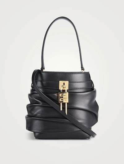 Shark Lock Slouchy Leather Bucket Bag
