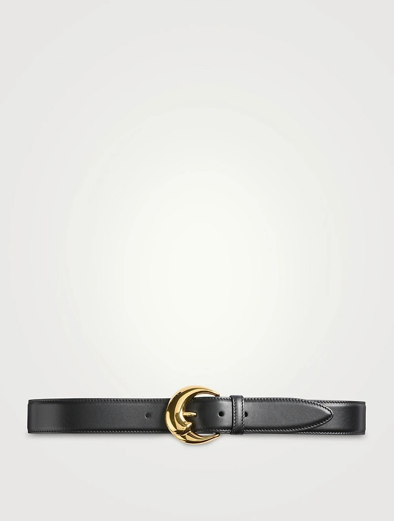 Leather Belt With Paisley Buckle