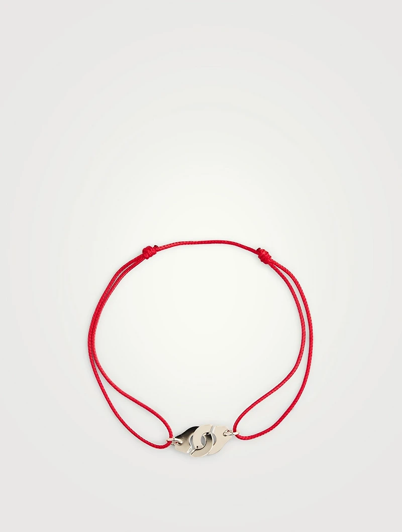 Menottes Dinh Van R8 Satin Cord And White Gold Bracelet