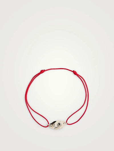 Menottes Dinh Van R8 Satin Cord And White Gold Bracelet