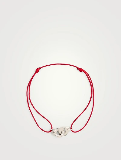 Menottes Dinh Van R8 Satin Cord And White Gold Bracelet With Diamonds