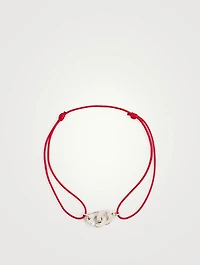 Menottes Dinh Van R8 Satin Cord And White Gold Bracelet With Diamonds