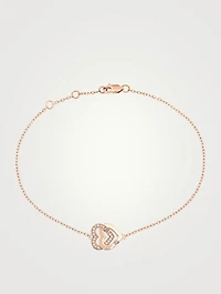 Double Cœurs R10 Rose Gold Chain Bracelet With Diamonds
