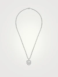 Double Cœurs R15 Mixed Link White Gold Pendant Necklace With Diamonds