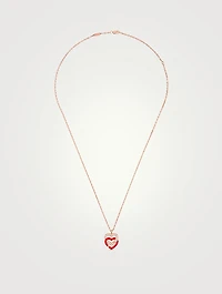 Qixi Red Edition Double Cœurs R12 Rose Gold Chain Pendant Necklace With Diamonds