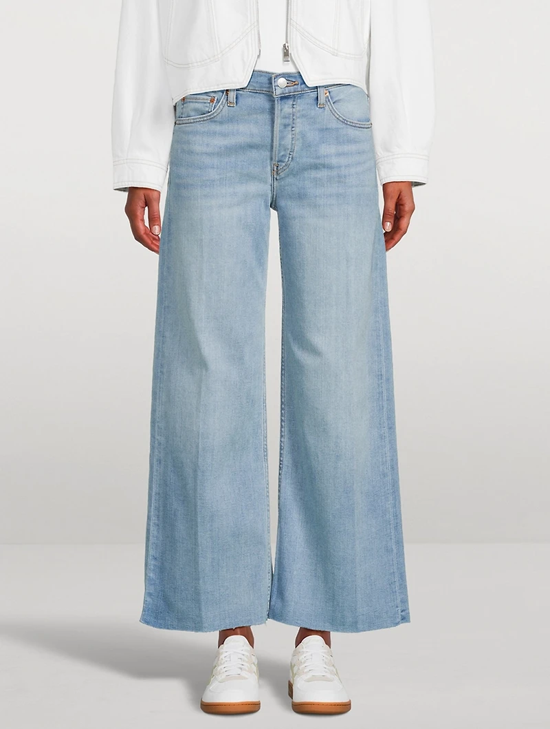 Mid-Rise Wide-Leg Crop Jeans
