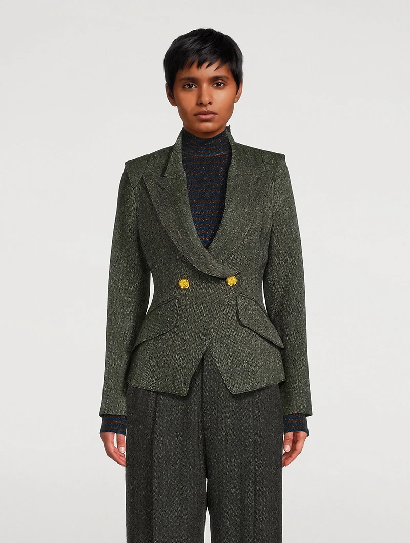 Crossover Double-Breasted Blazer