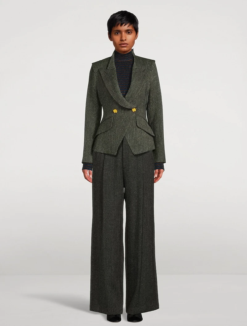 Crossover Double-Breasted Blazer