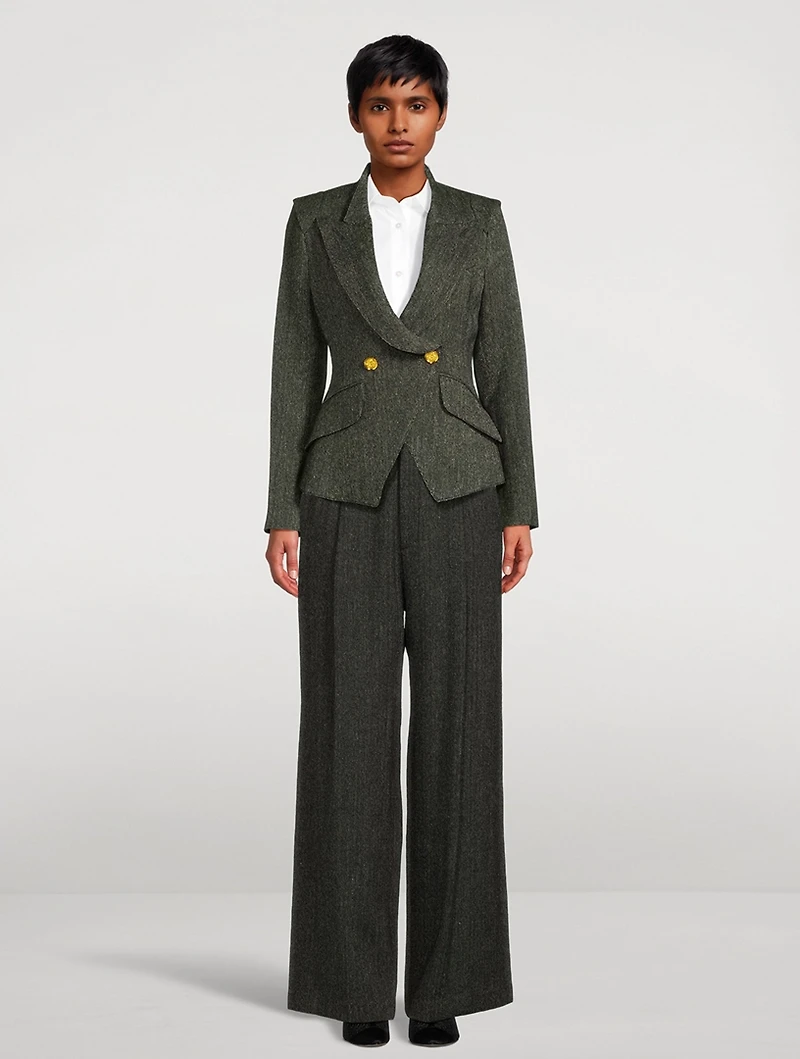 Pleated Wide-Leg Trousers