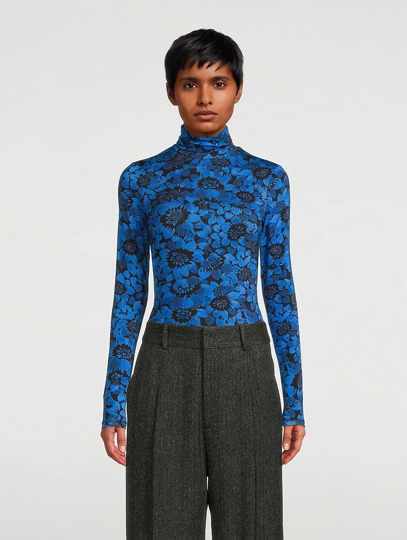 Jersey Turtleneck Floral Print