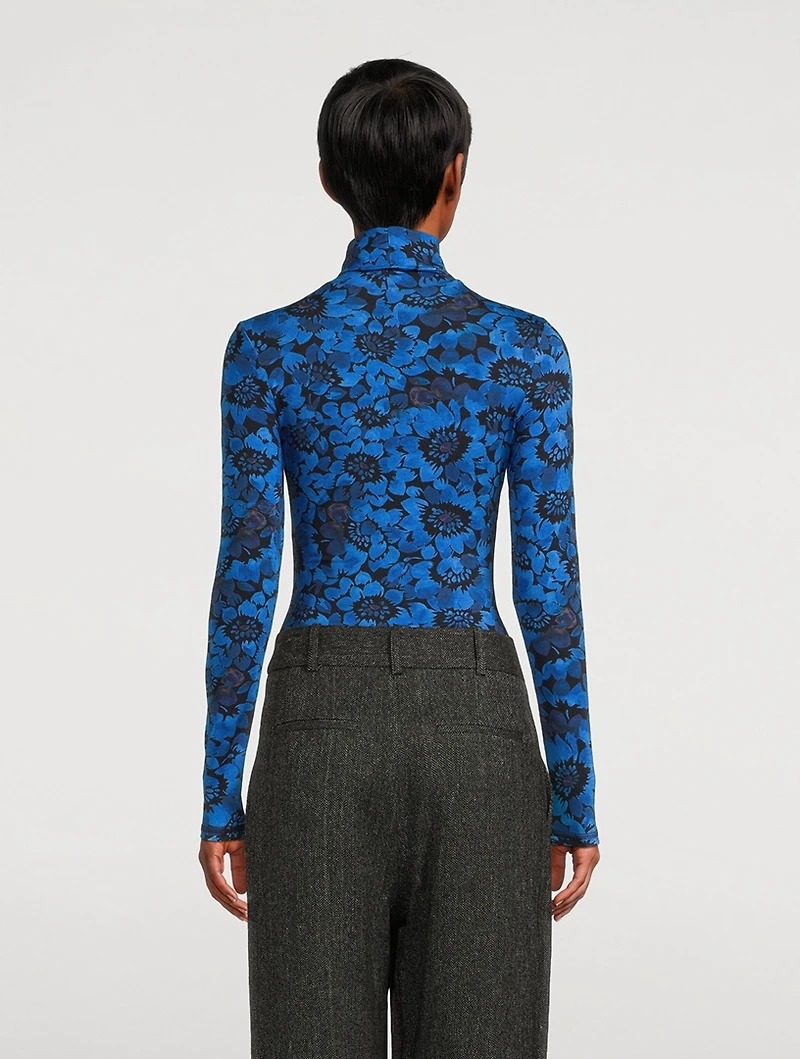 Jersey Turtleneck Floral Print