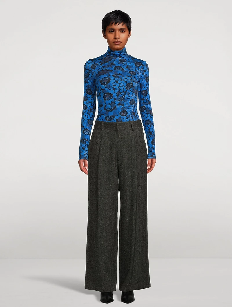 Jersey Turtleneck Floral Print