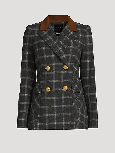 Wedding Double-Breasted Windowpane Check Blazer