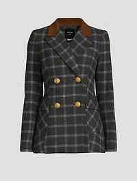 Wedding Double-Breasted Windowpane Check Blazer