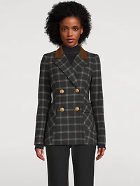 Wedding Double-Breasted Windowpane Check Blazer