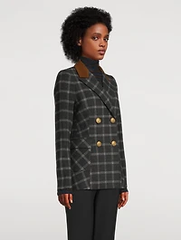 Wedding Double-Breasted Windowpane Check Blazer