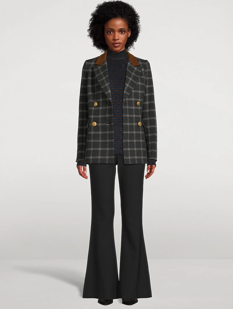 Wedding Double-Breasted Windowpane Check Blazer