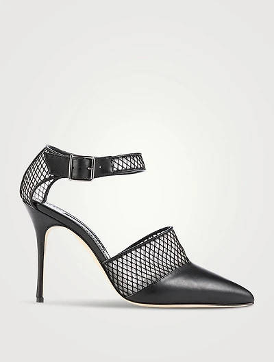 Jatelah Mesh And Leather Ankle-Strap Pumps