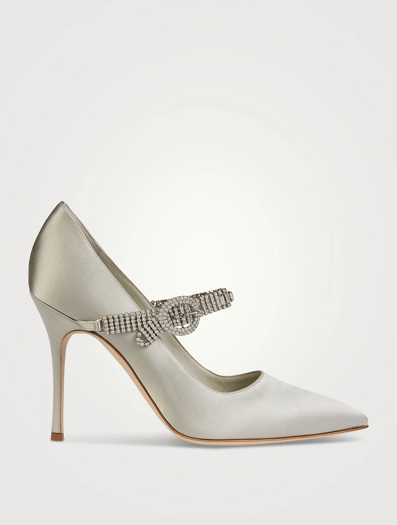 Hamedi Embellished Satin Mary Jane Pumps