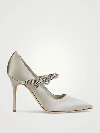 Hamedi Embellished Satin Mary Jane Pumps