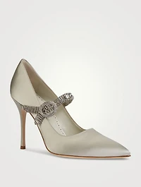 Hamedi Embellished Satin Mary Jane Pumps