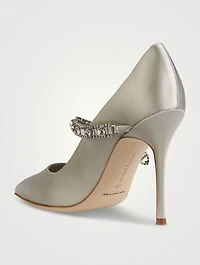Hamedi Embellished Satin Mary Jane Pumps