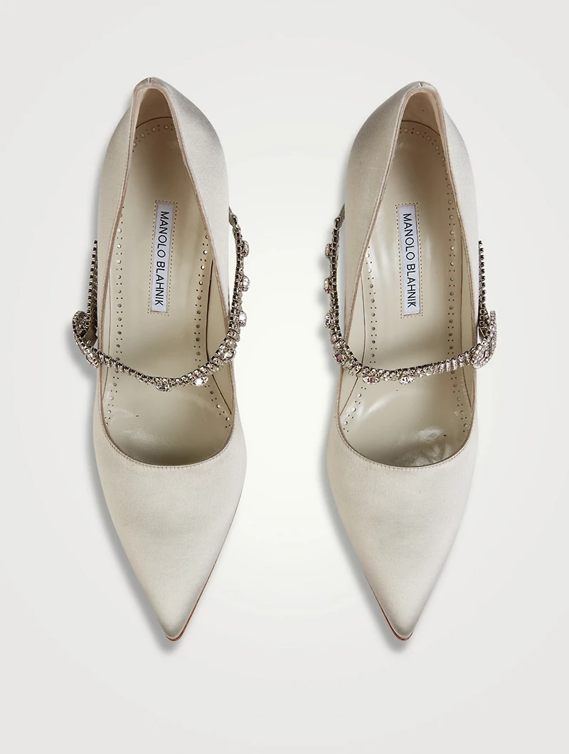 Hamedi Embellished Satin Mary Jane Pumps