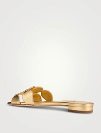 Haribalmu Metallic Leather Mules