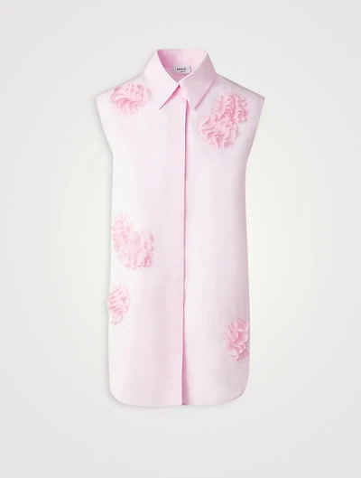 Sleeveless Poplin Shirt With Carnation Appliqué