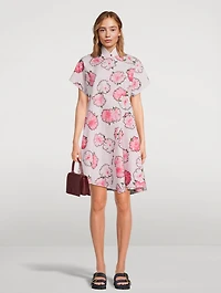 Poplin Shirt Dress Floral Carnation Print