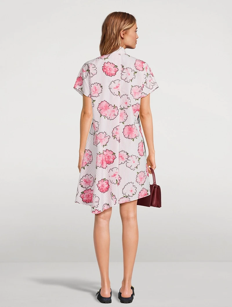 Poplin Shirt Dress Floral Carnation Print