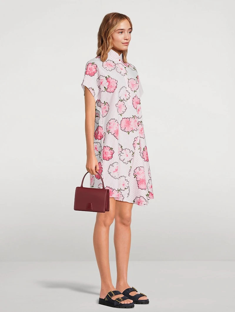 Poplin Shirt Dress Floral Carnation Print