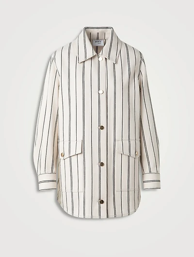Denim Shirt Jacket Stripe Print
